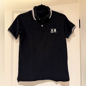 PSYCHO BUNNY Black Polo with White Accents